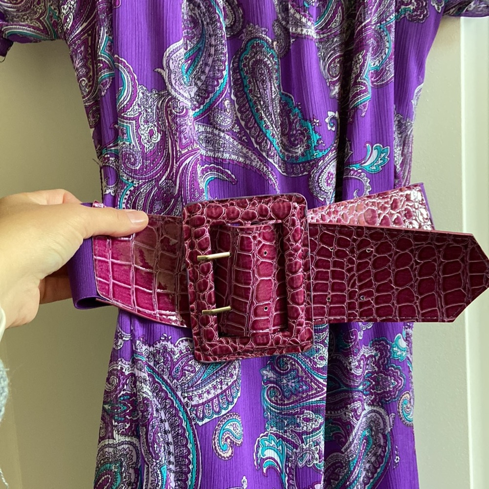 Beautiful paisley off the shoulder dress in size L - Picture 2 of 13